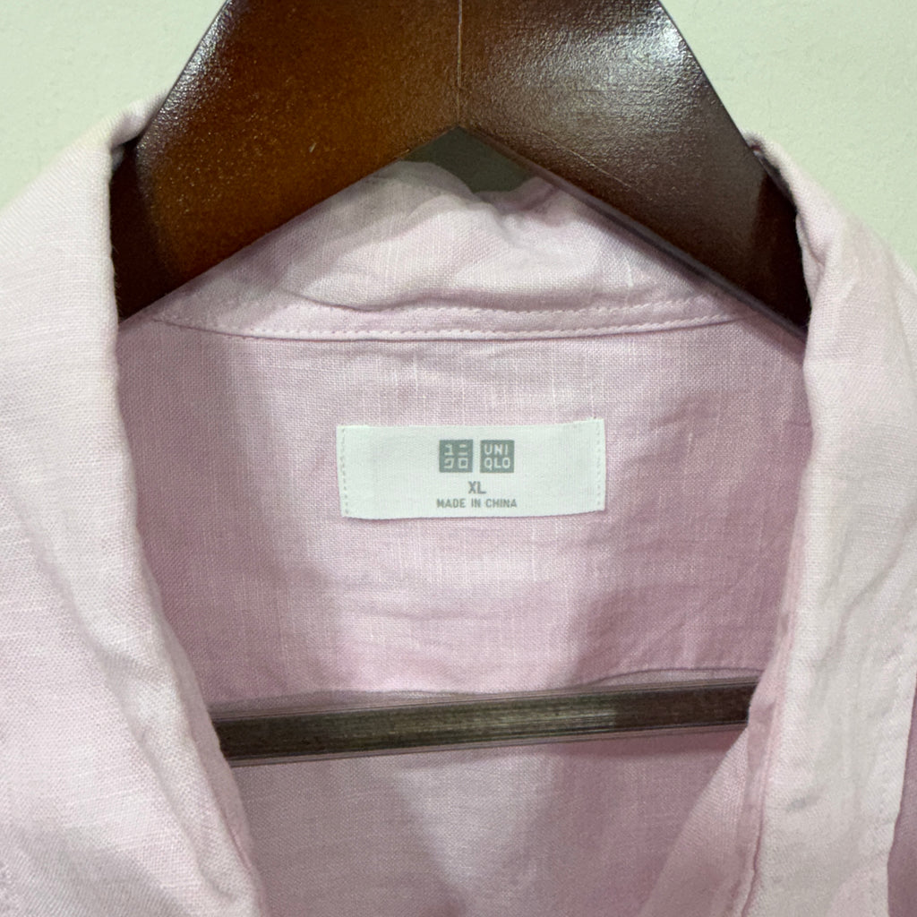 Uniqlo 100% linen pink shirt
