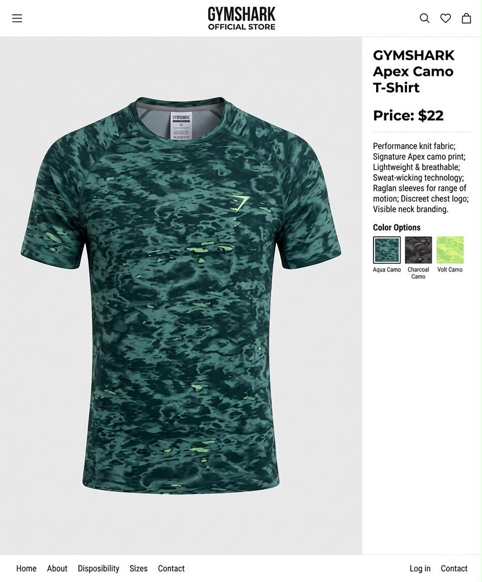 Gymshark Apex Camo tshirt